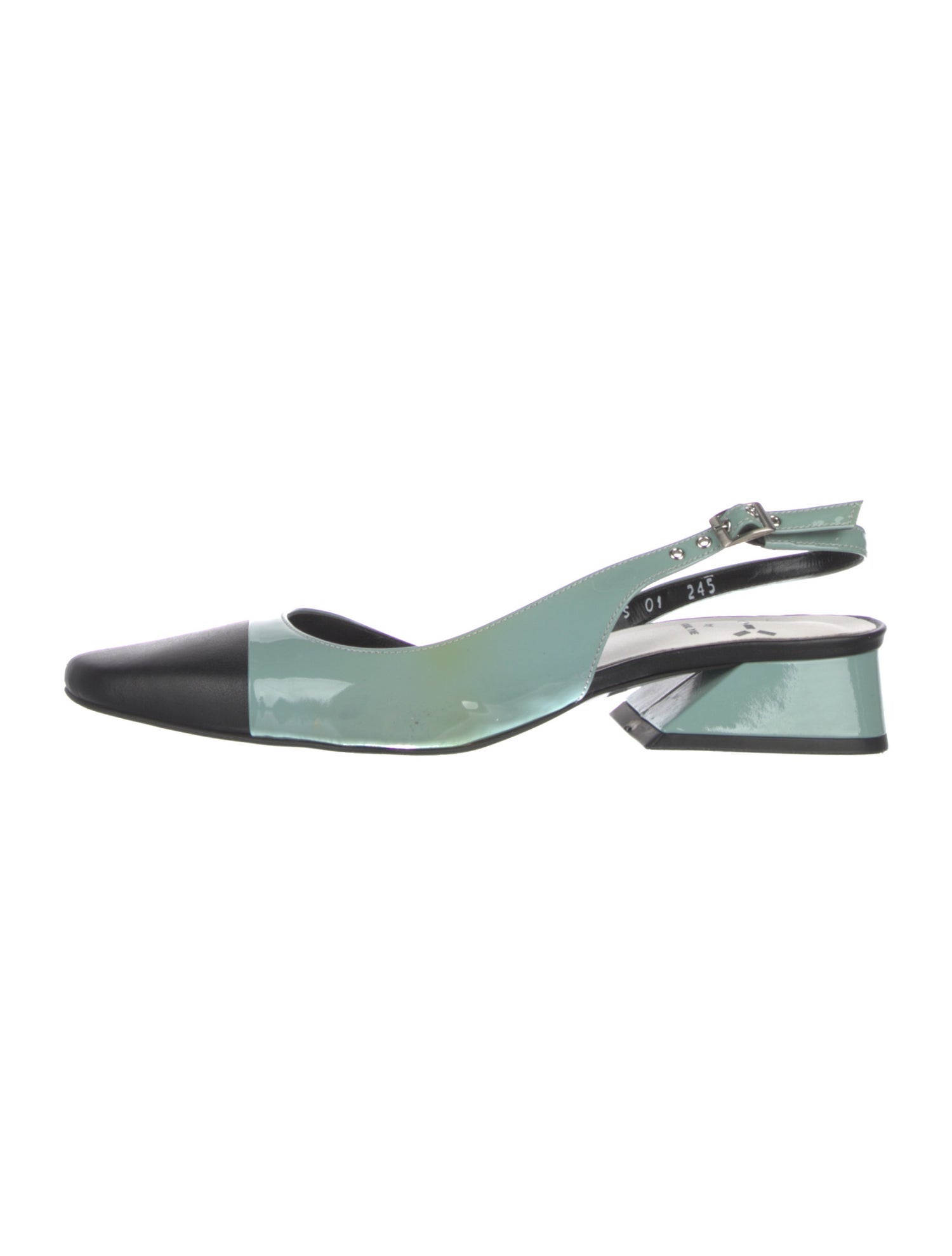 Yuul Yie Patent Leather Colorblock Pattern Slingback Flats