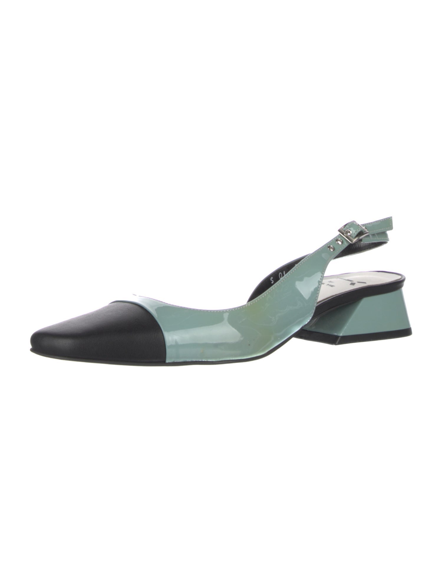 Yuul Yie Patent Leather Colorblock Pattern Slingback Flats