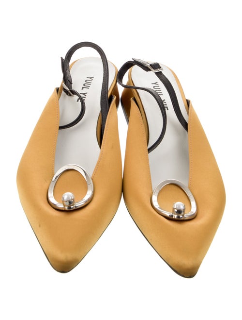 Yuul Yie Satin Beaded Accents Slingback Flats