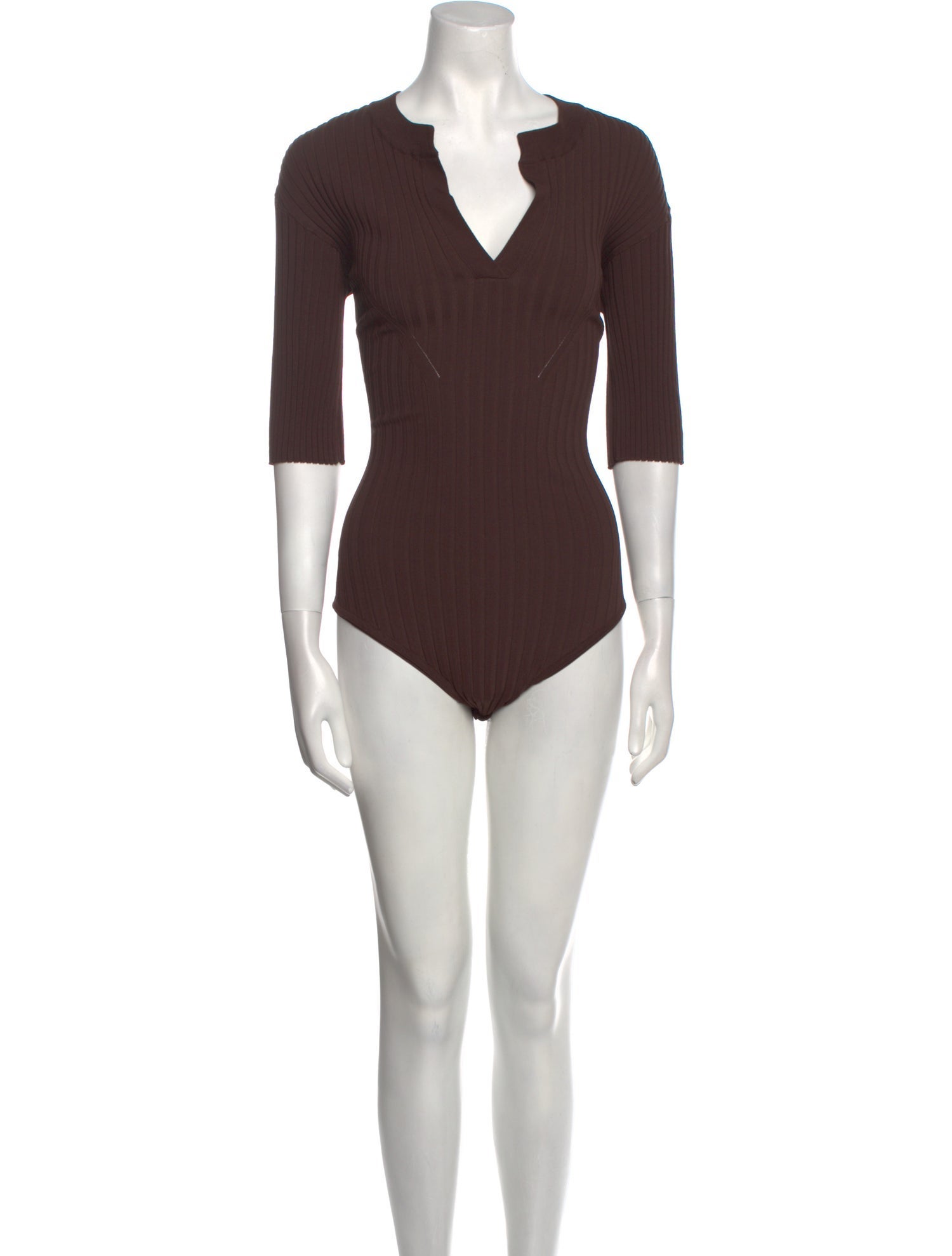 yuzefi V-Neck Three-Quarter Sleeve Bodysuit