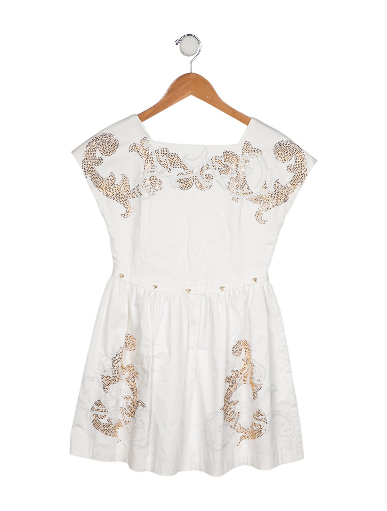 Young Versace Girls' Studded Accent Short Sleeve Dress