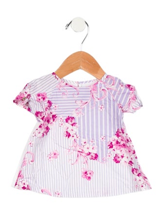 Young Versace Infant Girls' Printed Short Sleeve Blouse