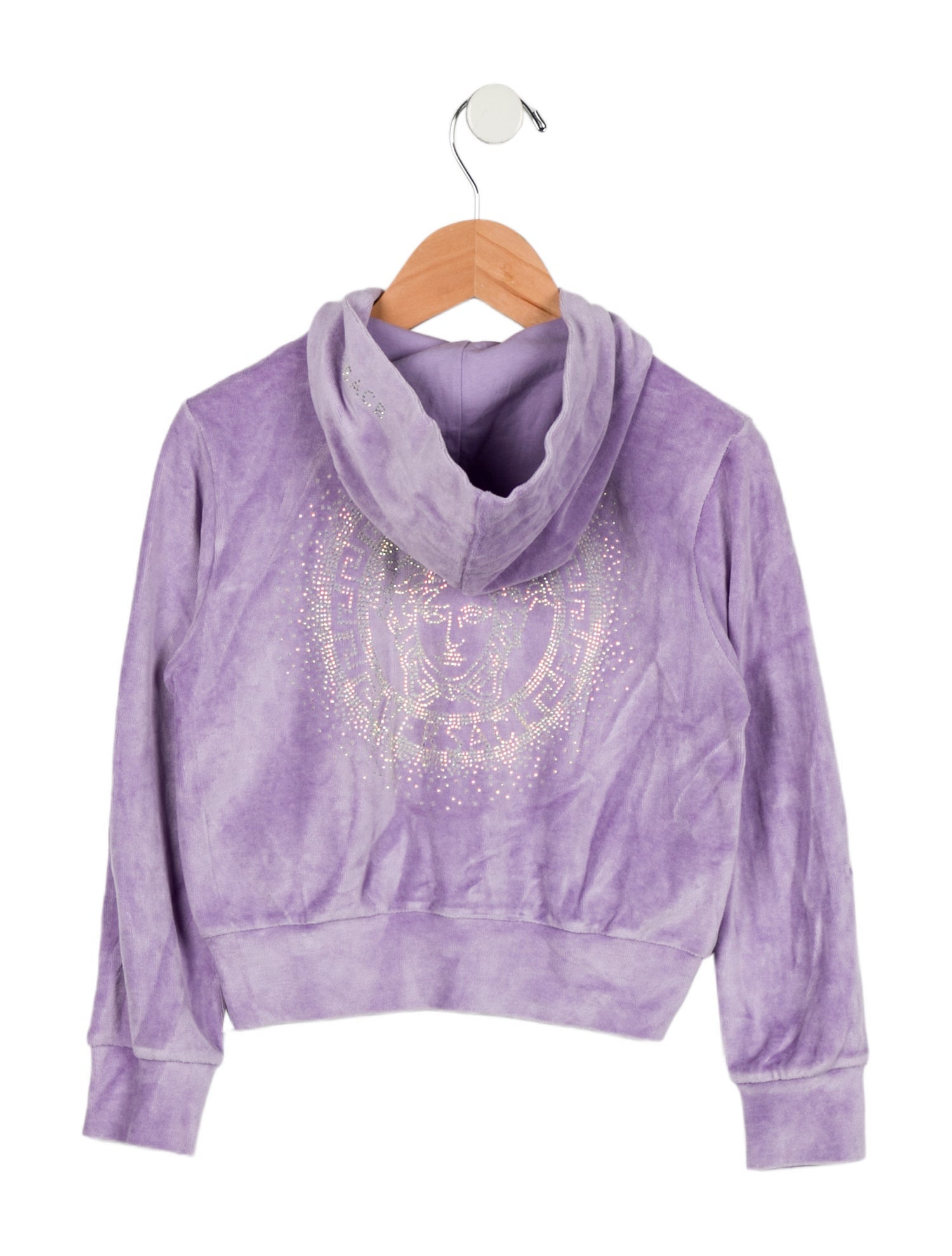 Young Versace Girls' Velvet Hooded Sweatshirt