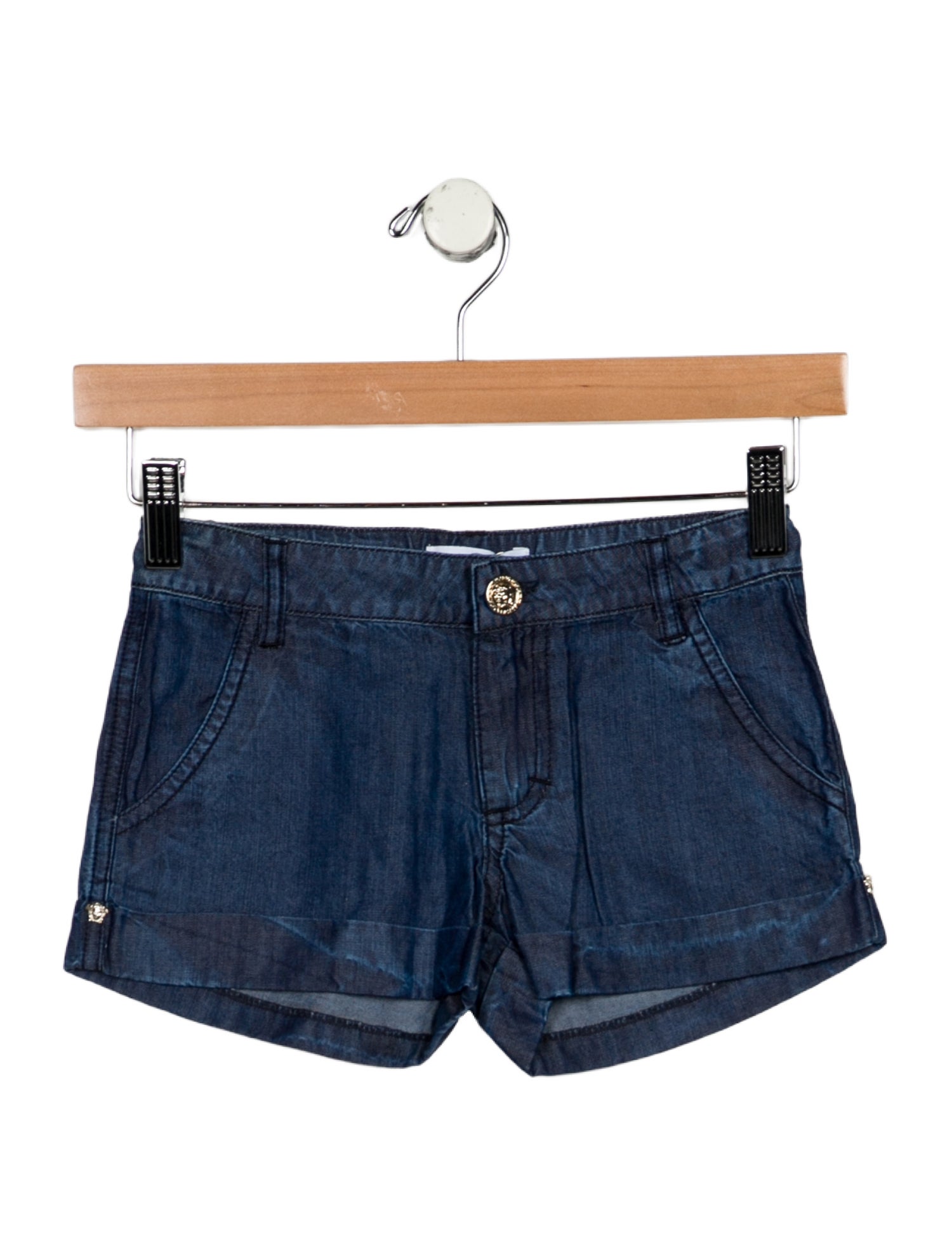 Young Versace Girls' Chambray Embellished Shorts