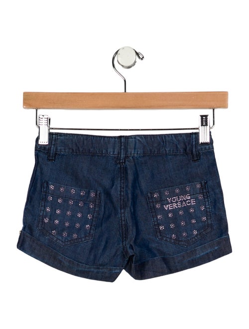Young Versace Girls' Chambray Embellished Shorts