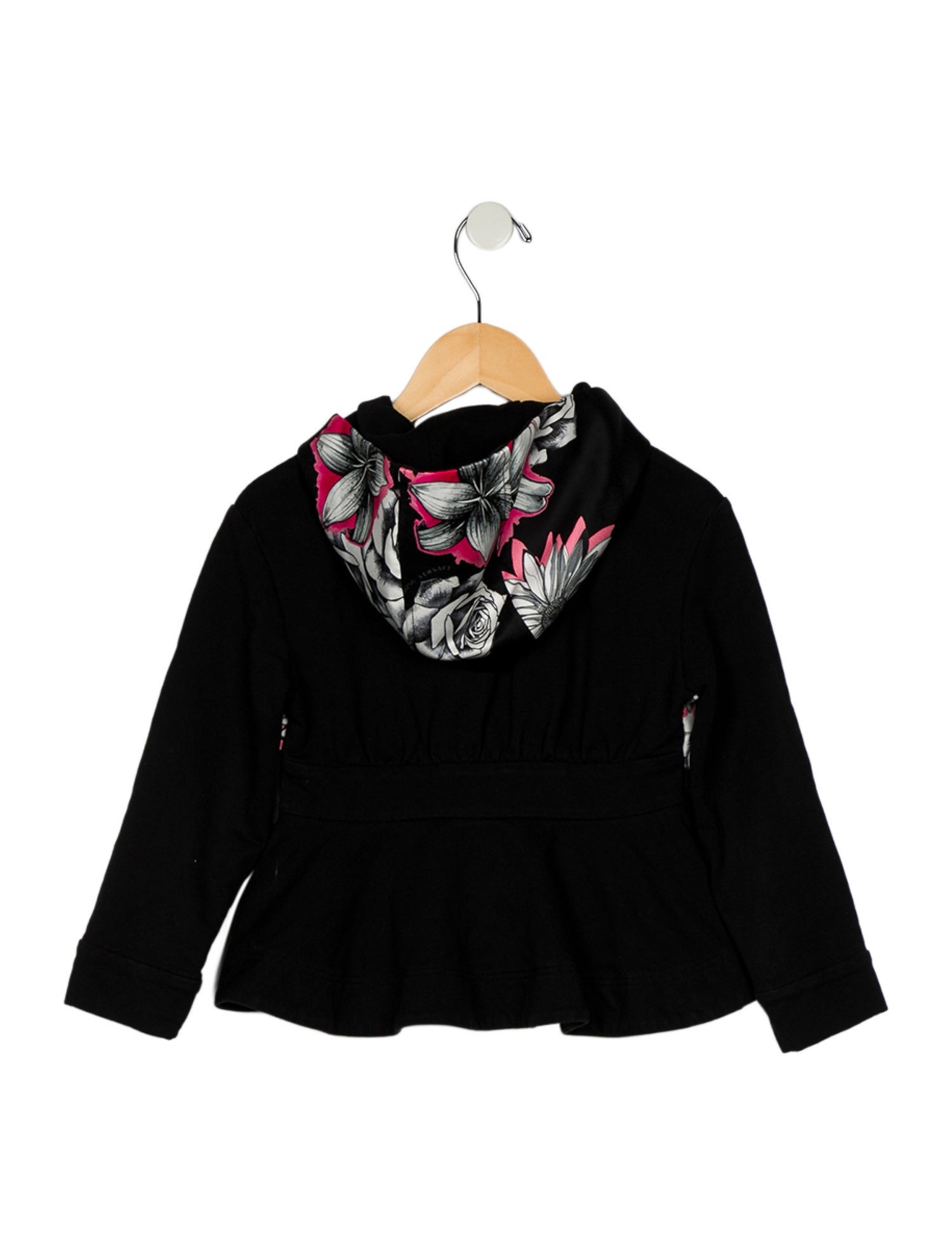 Young Versace Girls' Patterned Long Sleeve Zip Hooded Sweatshirt