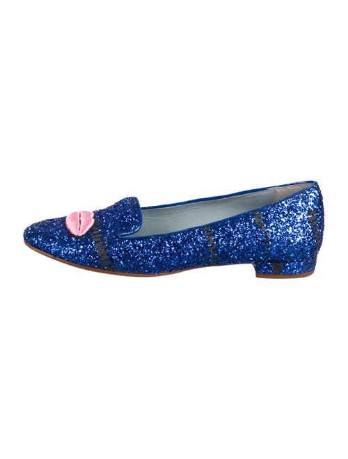 Chiara Ferragni Glitter Pointed-Toe Loafers Navy