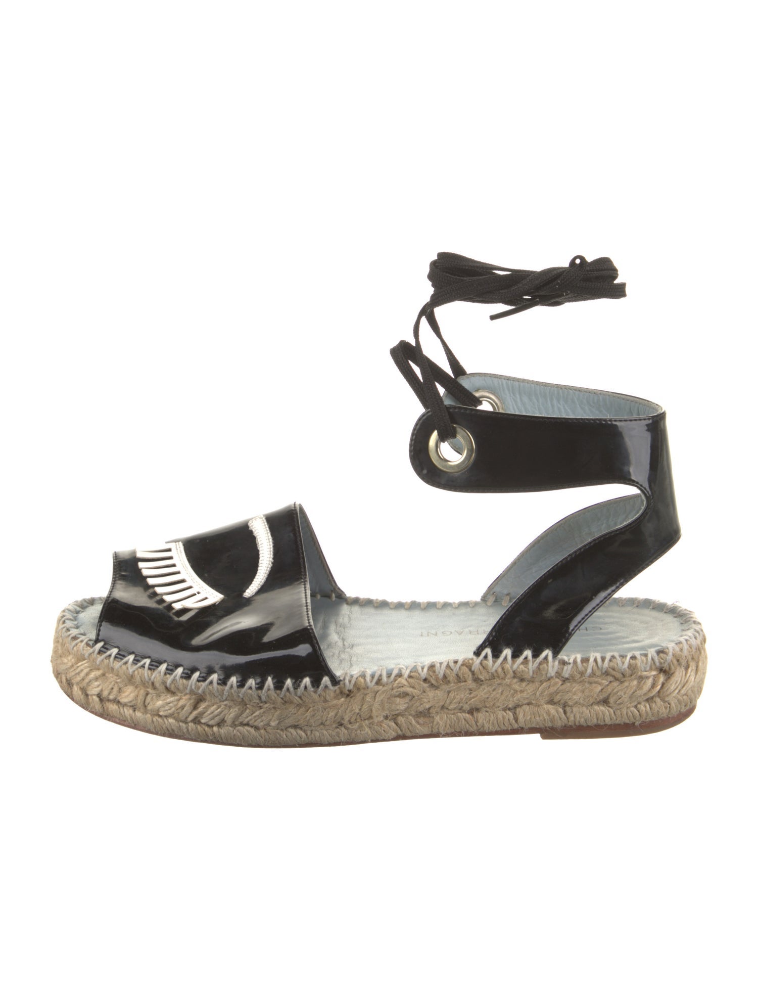 Chiara Ferragni Patent Leather Graphic Print Espadrilles