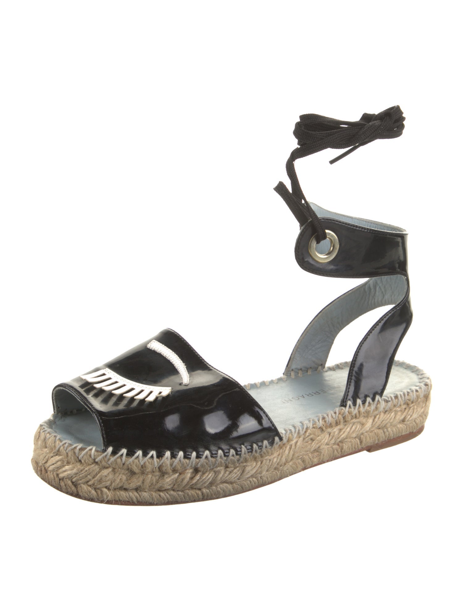 Chiara Ferragni Patent Leather Graphic Print Espadrilles