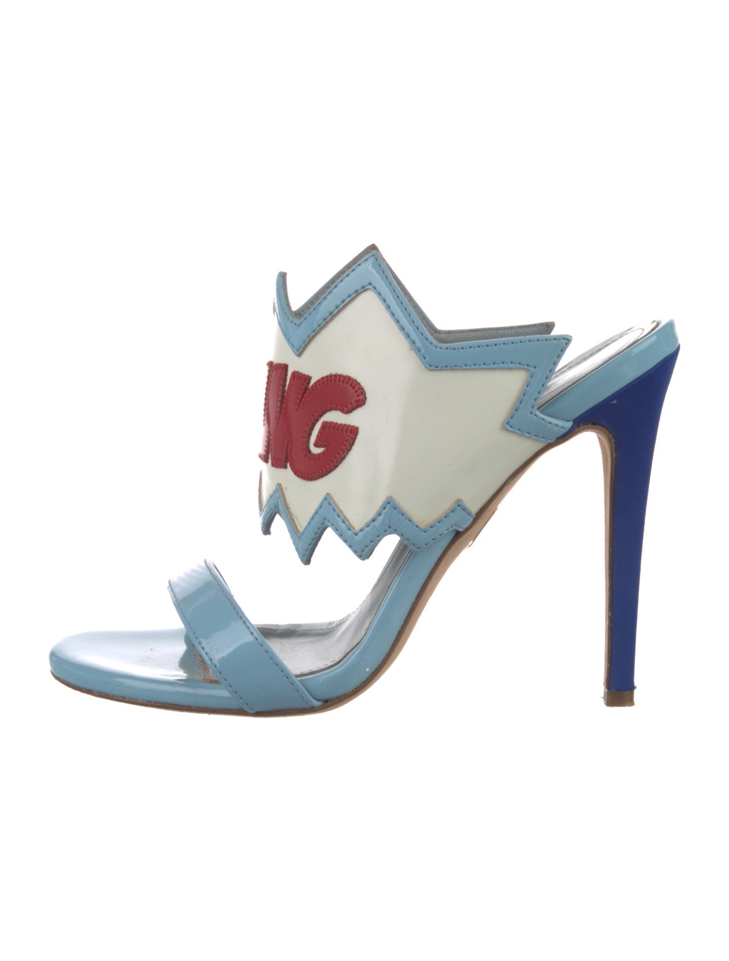 Chiara Ferragni Patent Leather Printed Slingback Sandals