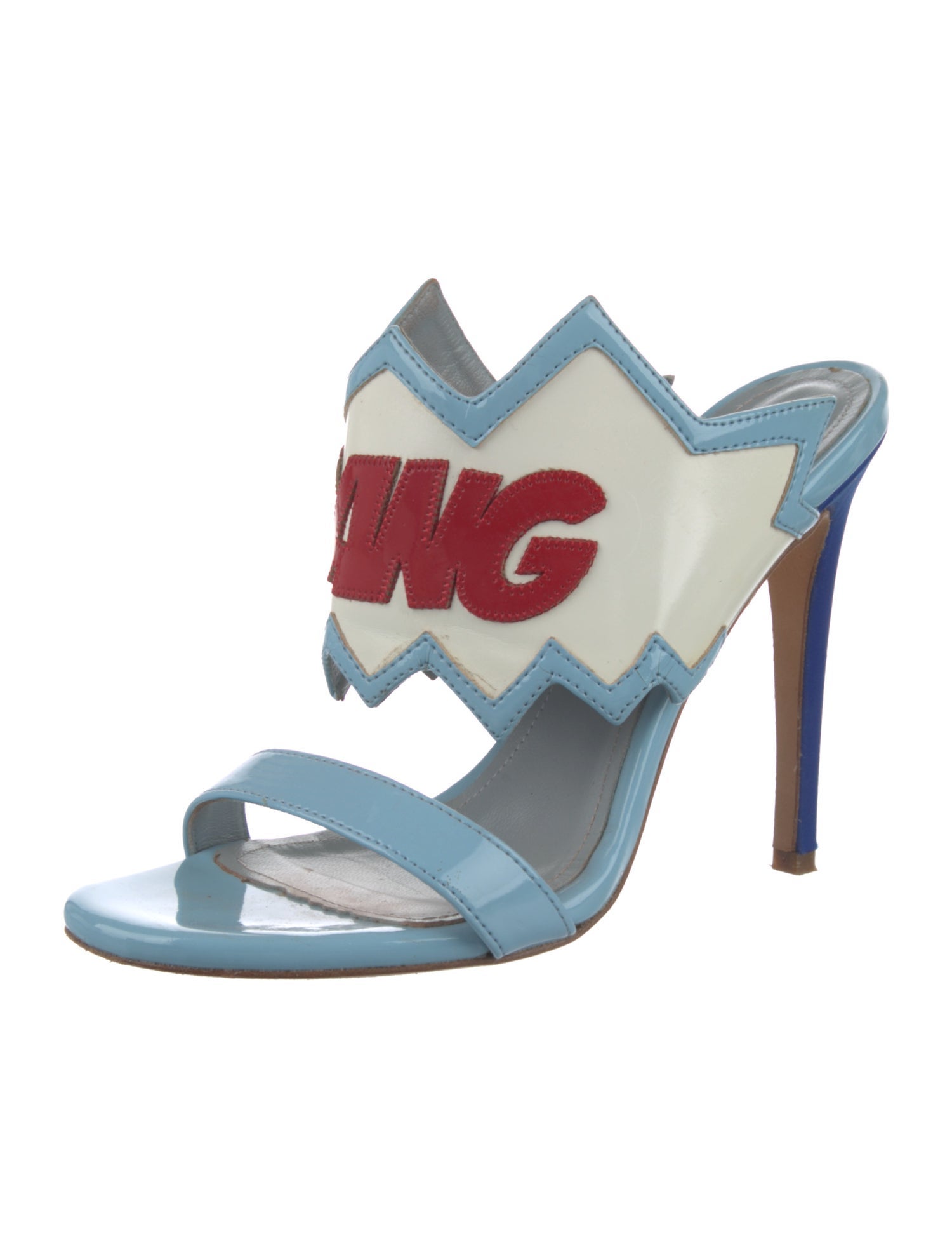 Chiara Ferragni Patent Leather Printed Slingback Sandals