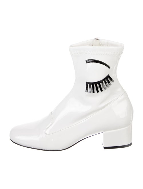 Chiara Ferragni Patent Leather Graphic Print Sock Boots