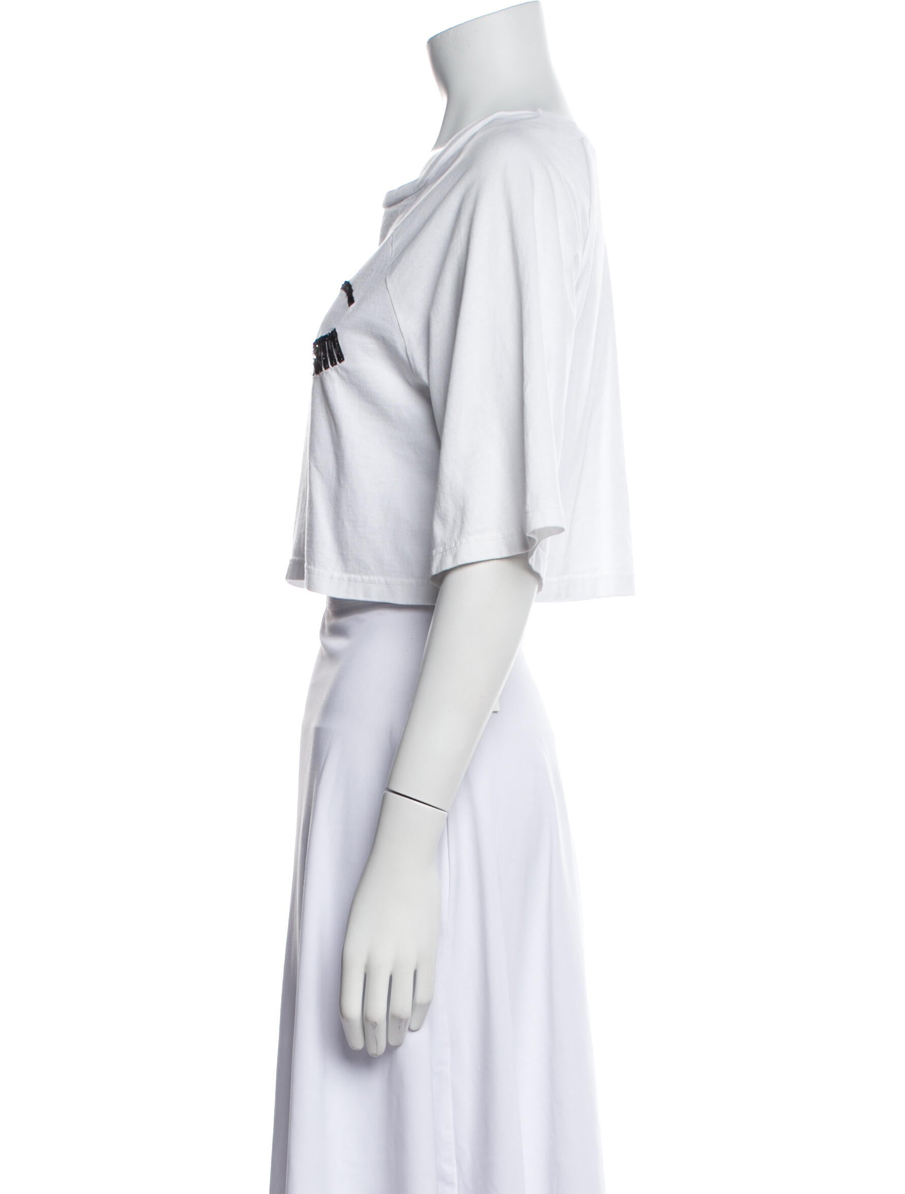 Chiara Ferragni Graphic Print Crew Neck Crop Top