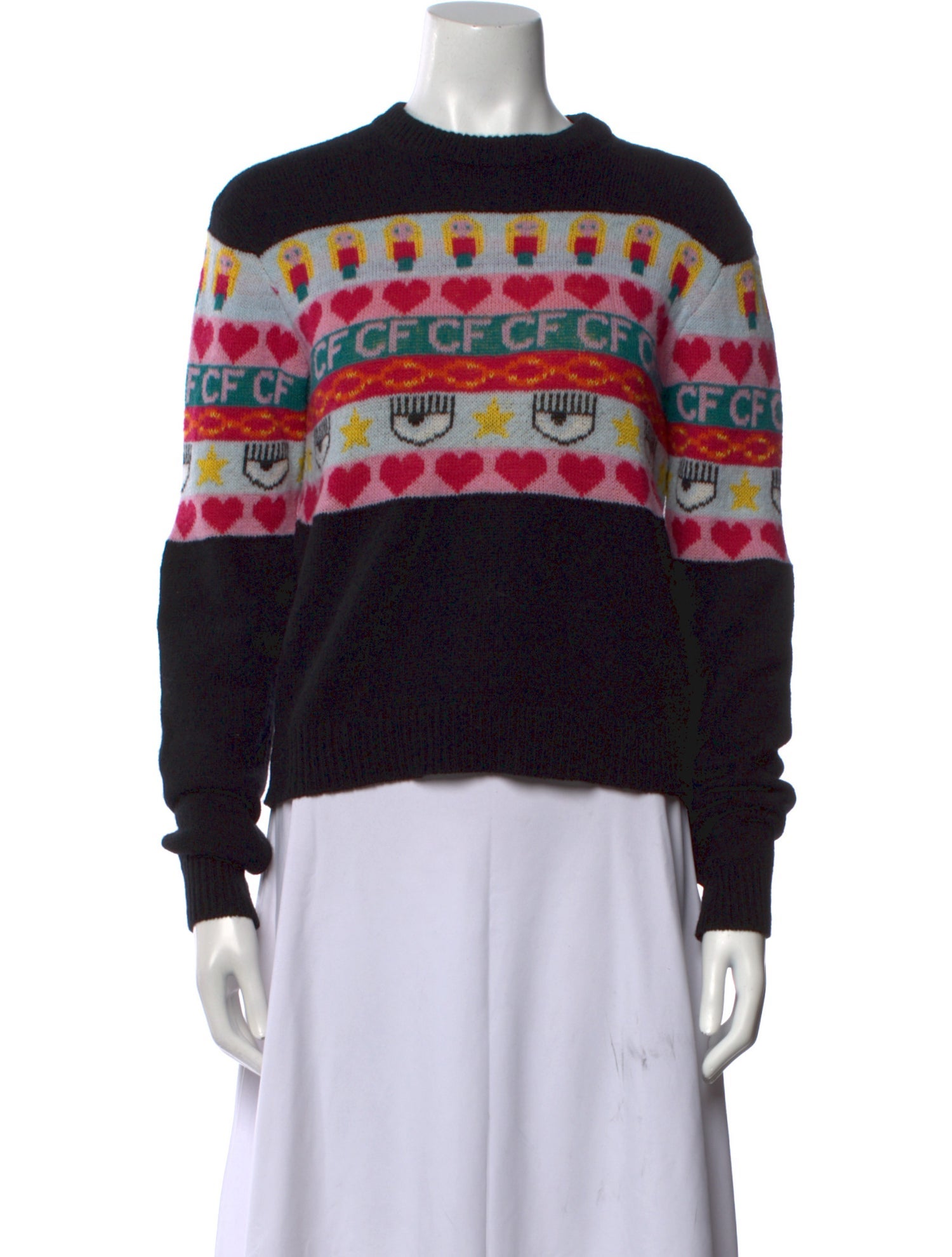 Chiara Ferragni Merino Wool Printed Sweater