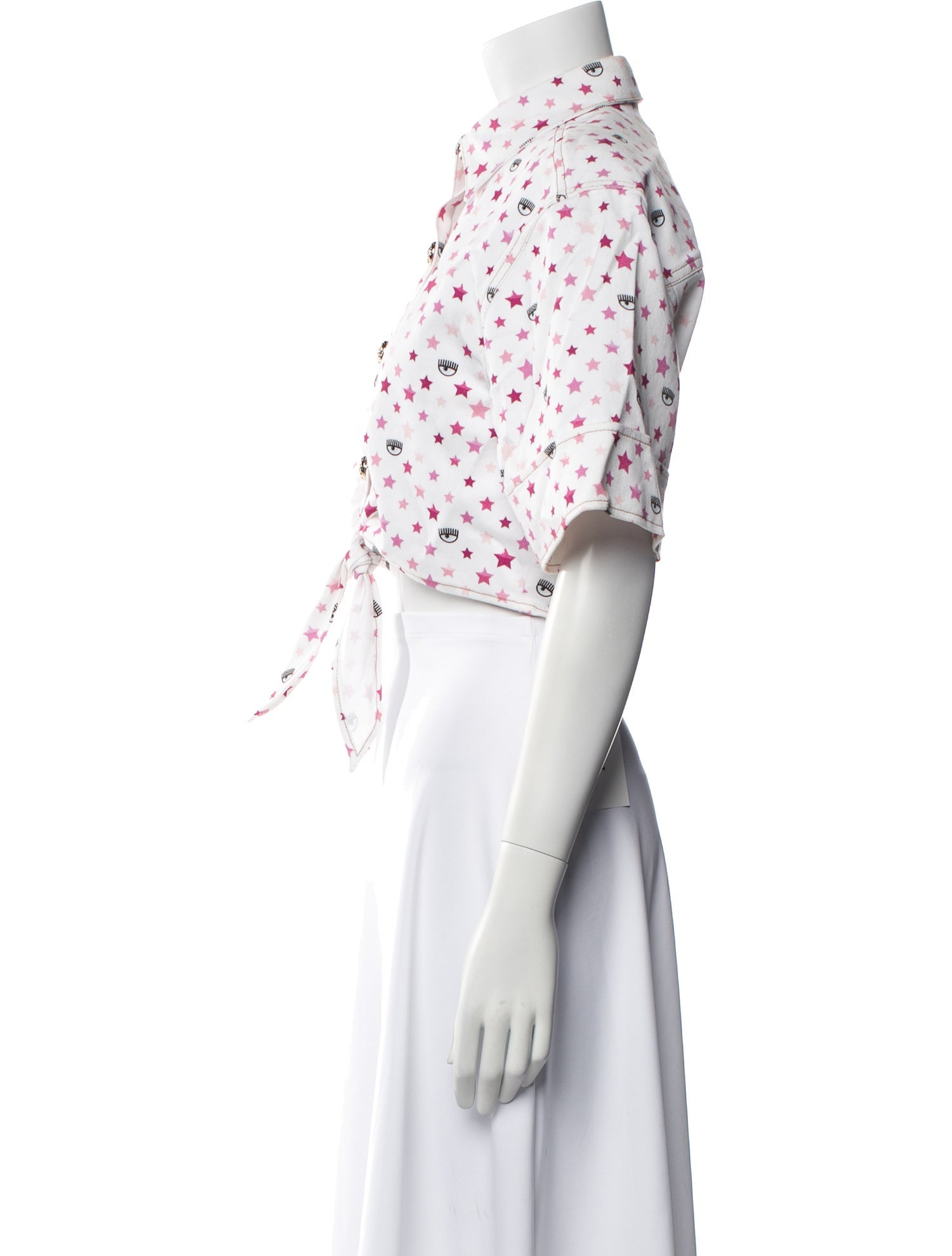 Chiara Ferragni Floral Print Short Sleeve Crop Top