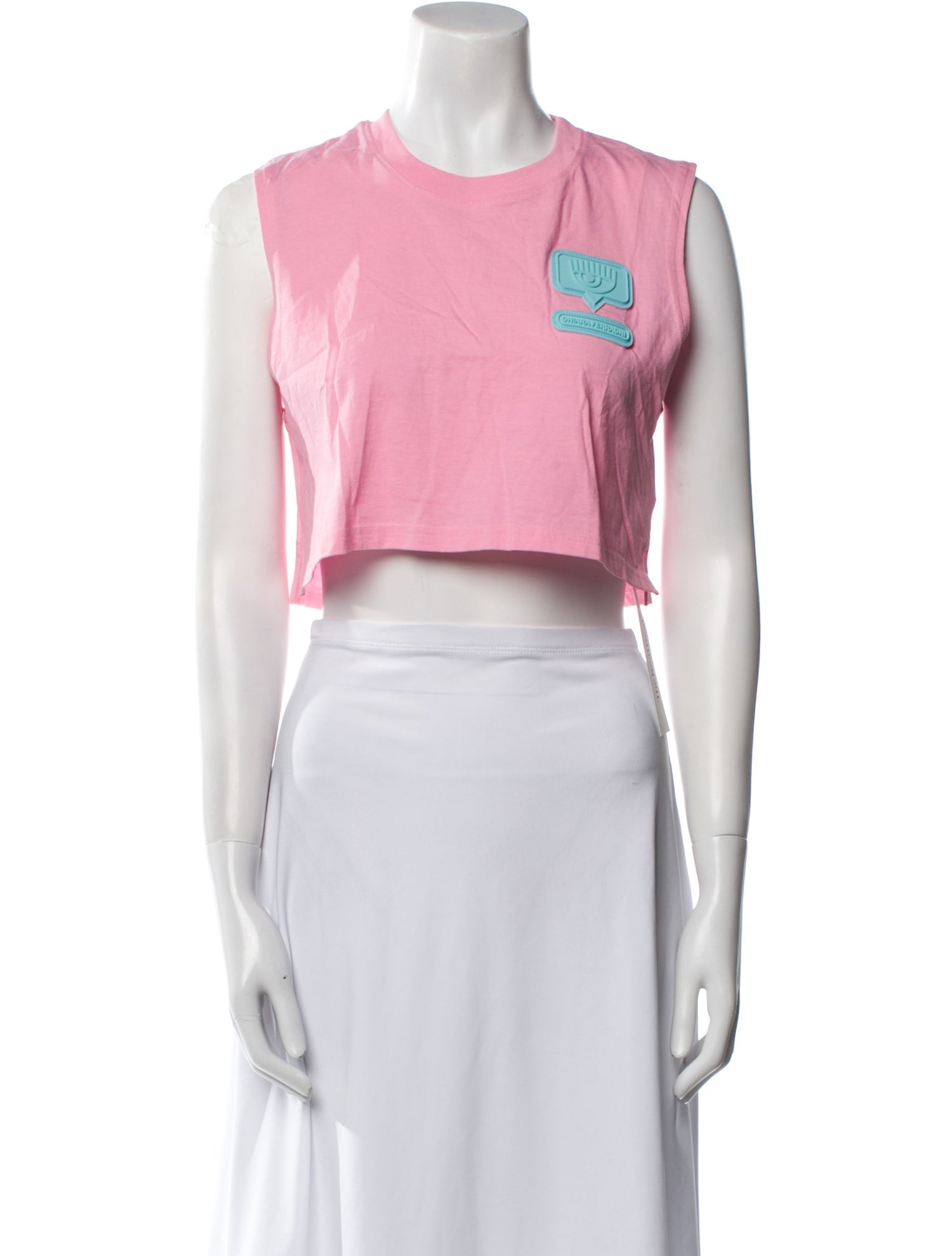 Chiara Ferragni Graphic Print Crew Neck Crop Top