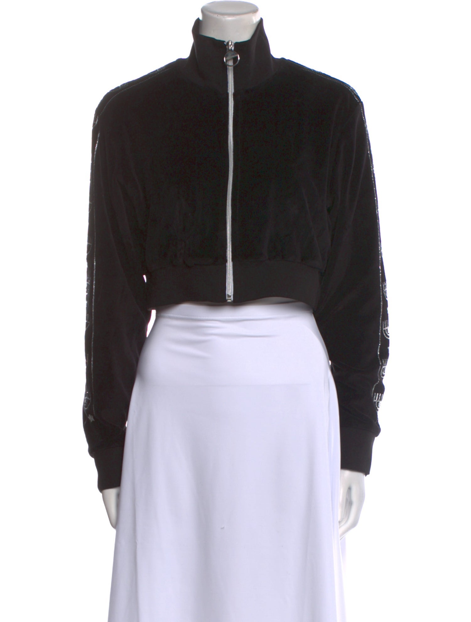 Chiara Ferragni Mock Neck Long Sleeve Crop Top