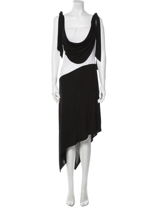 Y Yigal Colorblock Pattern Long Dress Black