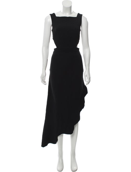 Osman Asymmetric Scallop Dress Black