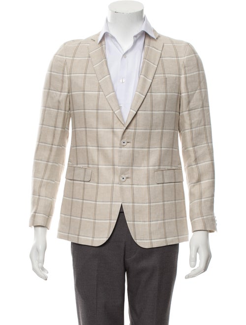 Sand Checked Linen Blazer beige