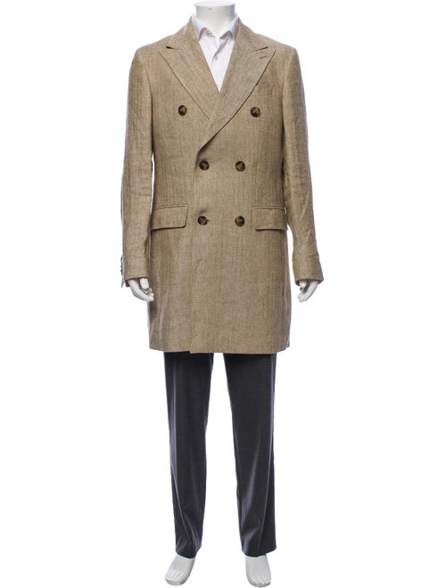 Sand Double-Breasted Linen Blazer beige