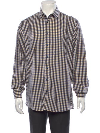 Sand Plaid Print Long Sleeve Dress Shirt