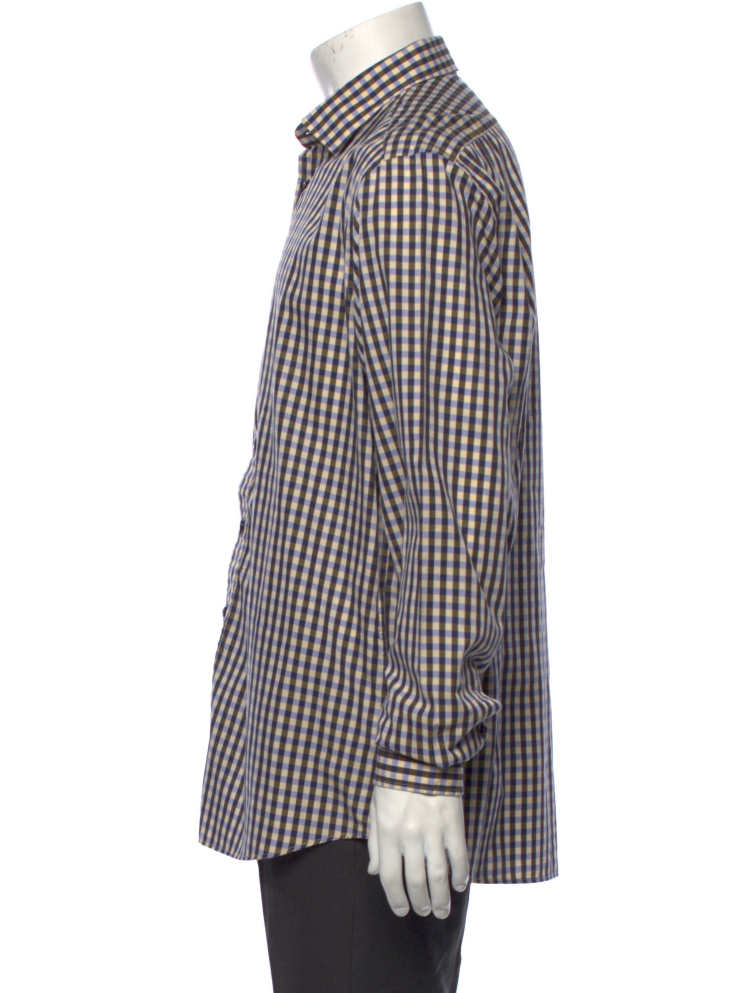 Sand Plaid Print Long Sleeve Dress Shirt