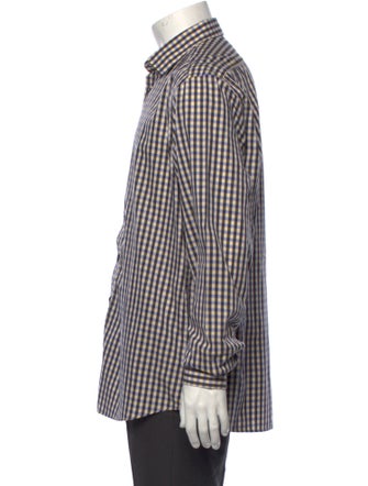 Sand Plaid Print Long Sleeve Dress Shirt