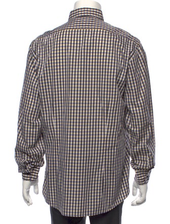 Sand Plaid Print Long Sleeve Dress Shirt