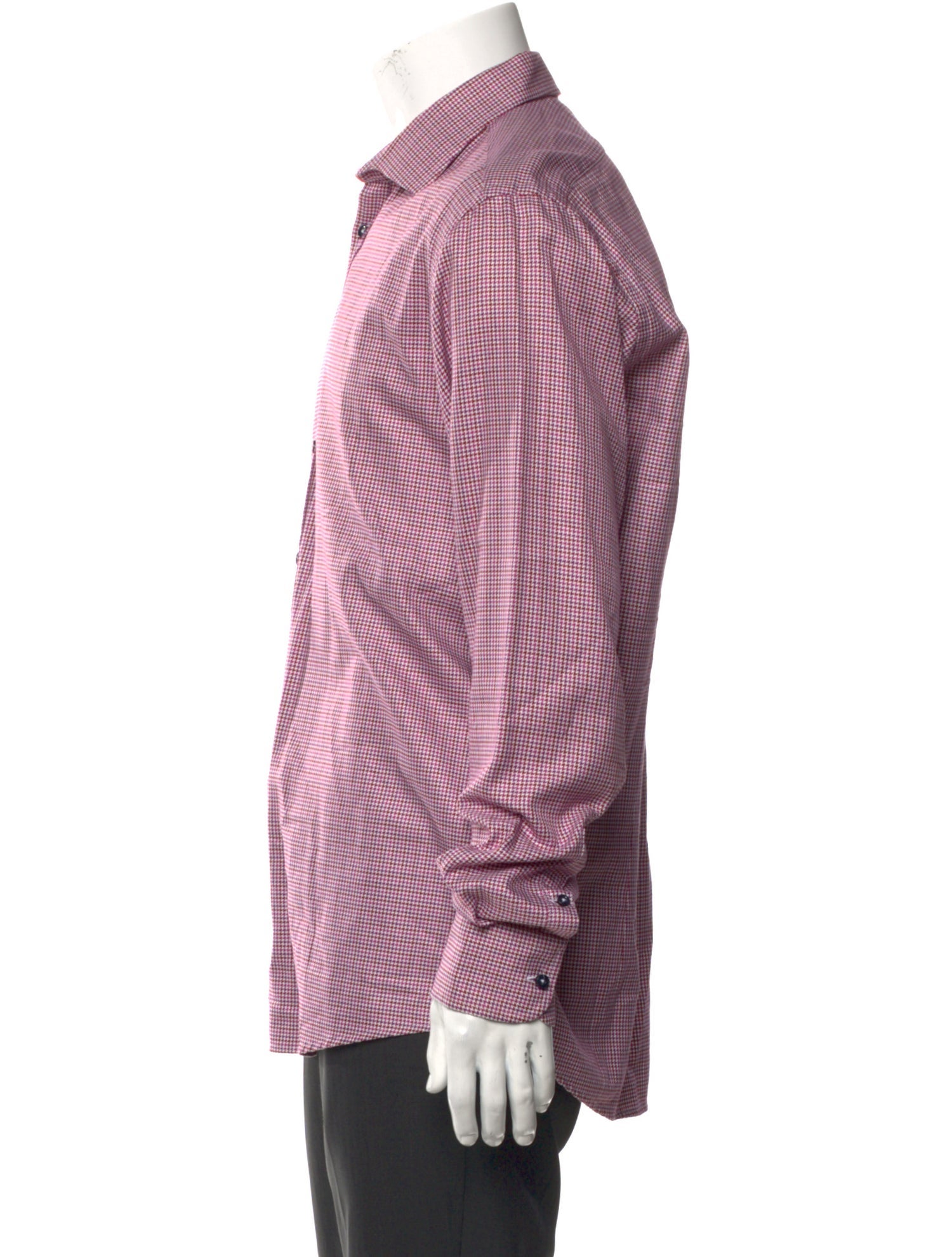 Sand Houndstooth Print Long Sleeve Shirt