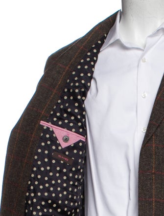 Sand Virgin Wool Plaid Print Blazer