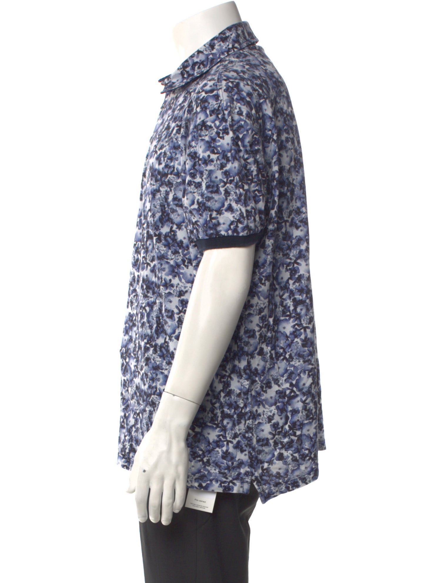 Sand Floral Print V-Neck Polo Shirt