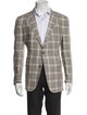 Sand Linen Plaid Print Blazer