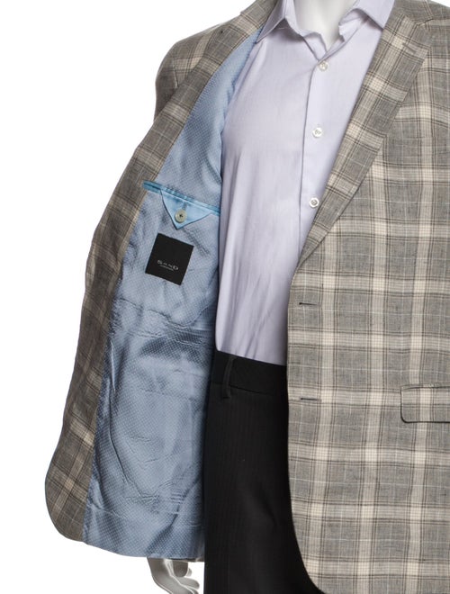 Sand Linen Plaid Print Blazer