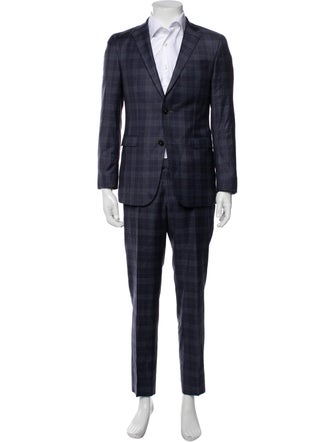 Sand Virgin Wool Plaid Print Two-Piece Suit