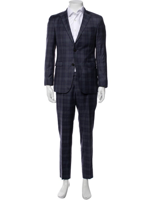 Sand Virgin Wool Plaid Print Two-Piece Suit
