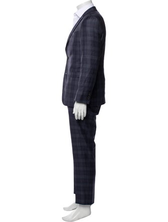 Sand Virgin Wool Plaid Print Two-Piece Suit