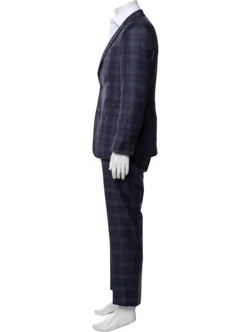 Sand Virgin Wool Plaid Print Two-Piece Suit