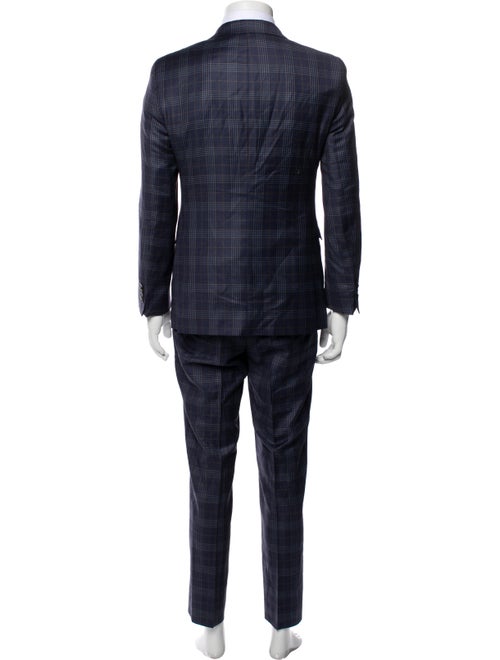 Sand Virgin Wool Plaid Print Two-Piece Suit