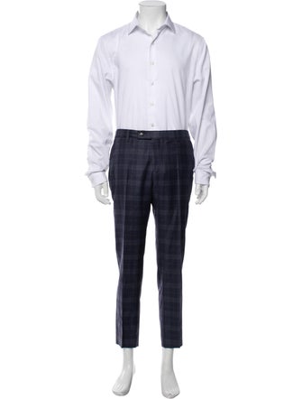 Sand Virgin Wool Plaid Print Two-Piece Suit