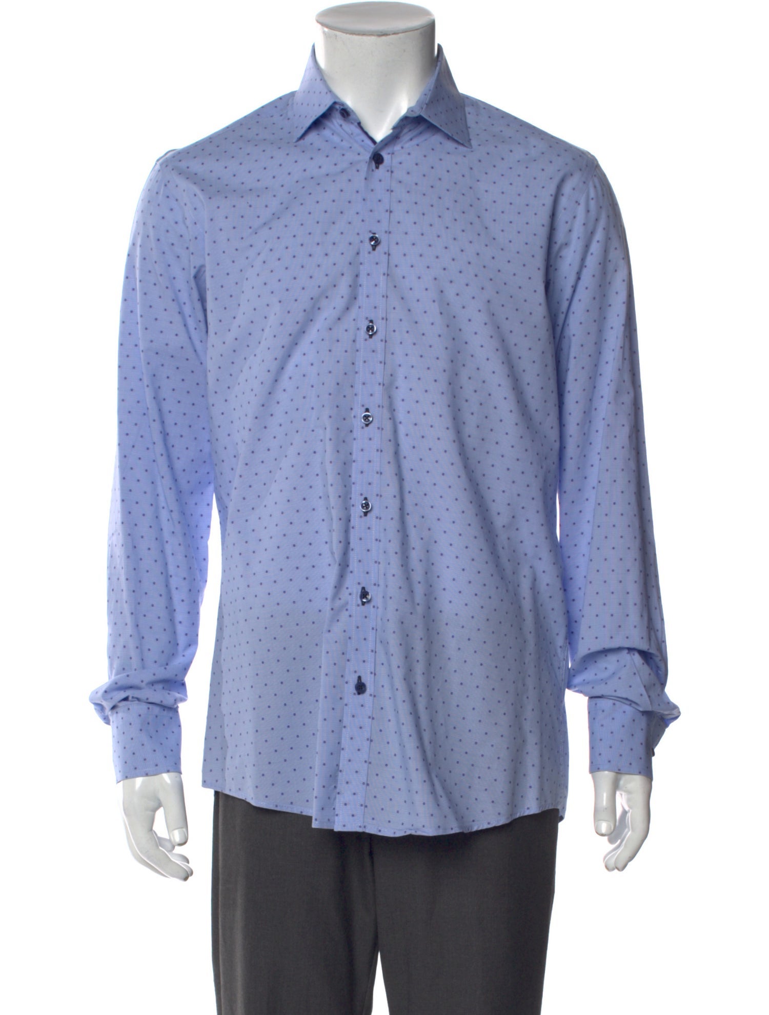 Sand Polka Dot Print Long Sleeve Dress Shirt