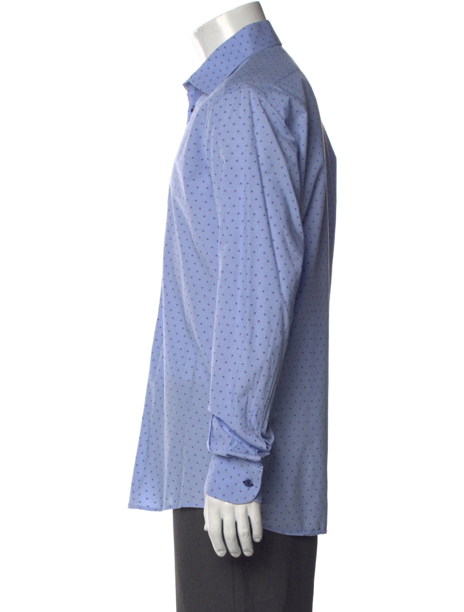 Sand Polka Dot Print Long Sleeve Dress Shirt