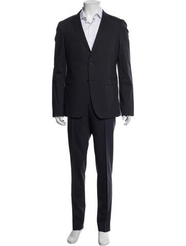 Pre-owned Sand Virgin Wool Plaid Print Two-piece Suit In Blue