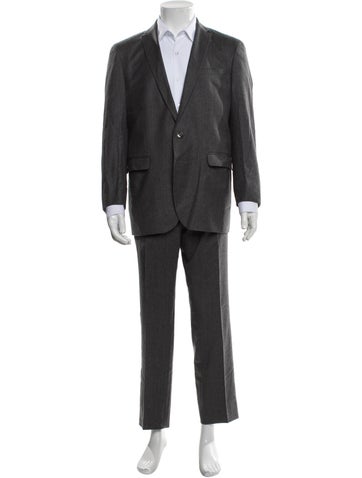 Pre-owned Sand Virgin Wool Two-piece Tuxedo In Gray