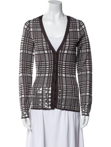 Zankov Knitwear Plaid Print V-Neck Sweater M