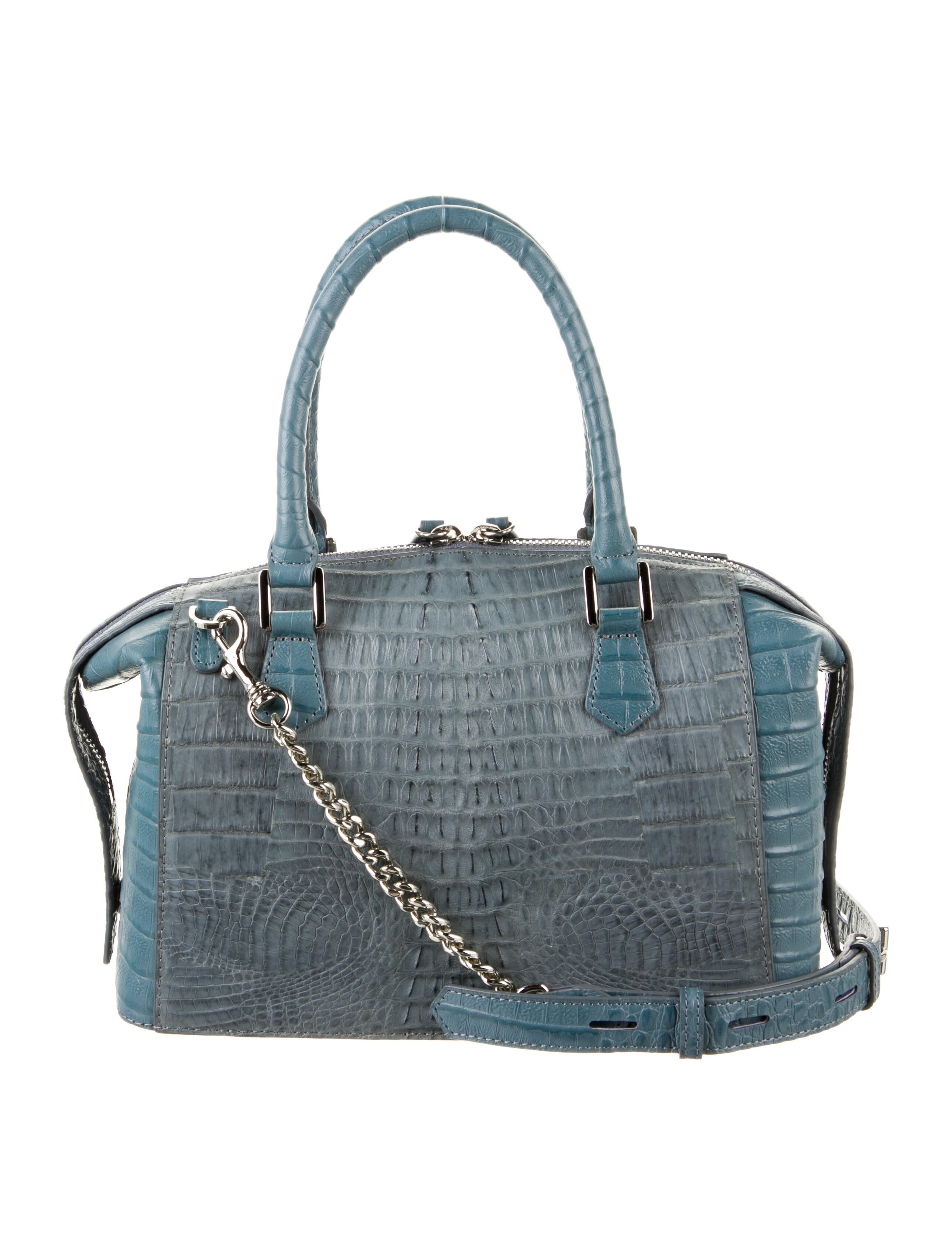 Zarmoi Crocodile Chain-Linked Shoulder Bag - Blue Shoulder Bags