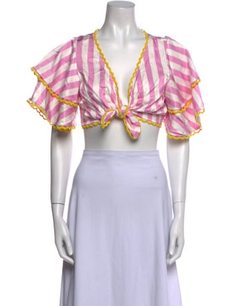 Zayan The Label Wool Striped Crop Top