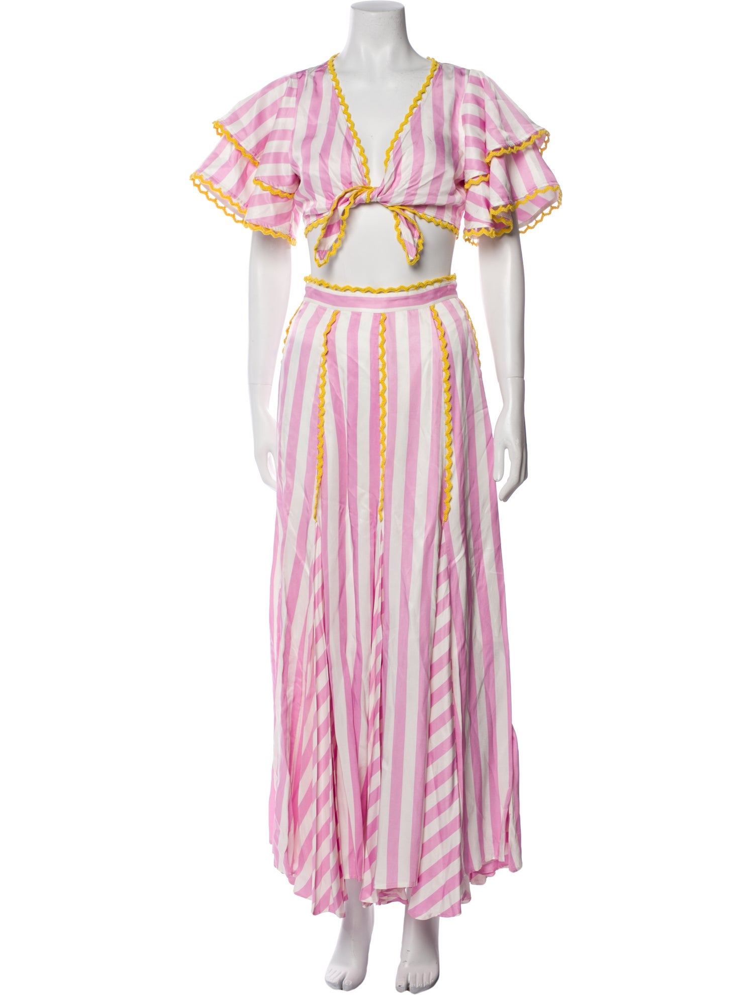 Zayan The Label Silk Striped Skirt Set