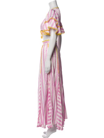Zayan The Label Silk Striped Skirt Set
