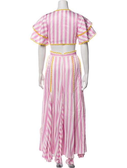 Zayan The Label Silk Striped Skirt Set